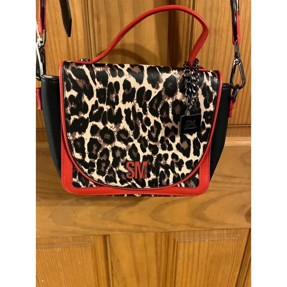 Steve Madden Leopard print Crossbody Bag with Red Accents